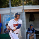 First baseman Daniel Baptista awaits a pitch during the Stompers’ first game of the season.